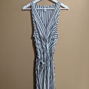 Grey and white wrap style dress